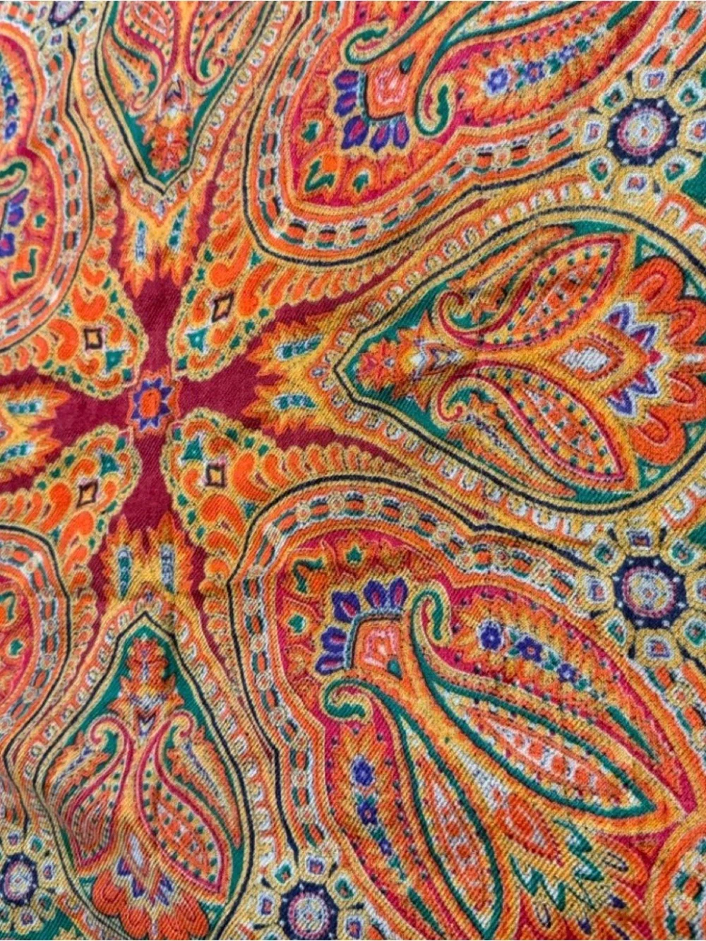 Vibrant Paisley Square large handkerchief in Burgundy and Multicolor
